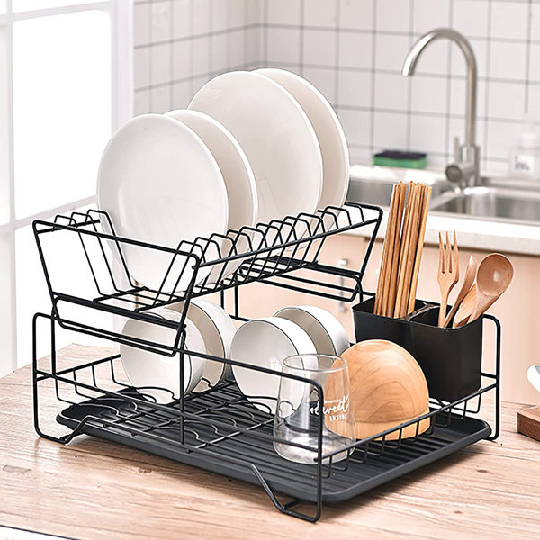 Prep & Savour Clayson Double Tier Stainless Steel Dish Rack, With