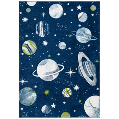 Tapis bleu marine / ivoire / vert Hilger