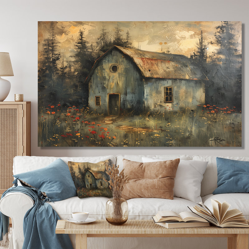 Gris, gris, hiver, chalet champêtre, Toile tendue, H 40 po x l 60 po x P 1,5 po