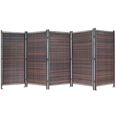 120 " W x 72 " H 3 - Panel Woven Palm and Stainless Steel Folding Room Divider