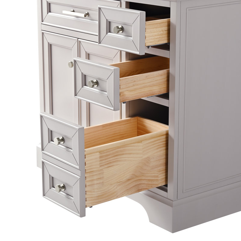Thompson 36" W Single Bathroom Vanity, Taupe/Brushed Nickel