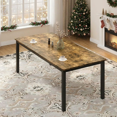 78.7" Industrial Dining Table for 6-8, Large Rectangle Kitchen Table with Sturdy Metal Legs, Round Corners, Wooden Dinner/Conference/Writing Desk for Dining Room, Living Room