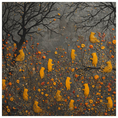 Édredon Yellow Bears In Forest