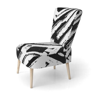 Chaise d'appoint rembourrée à motif géométrique noir et blanc