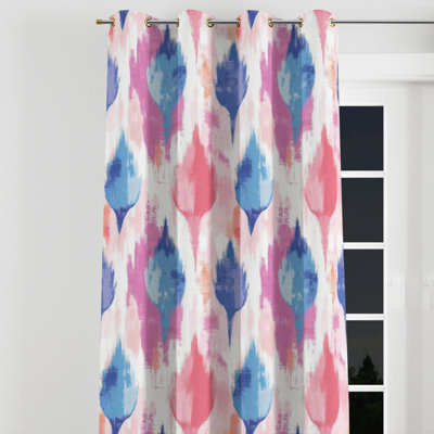 Rideau occultant Boho - rideau Œillet bleu pastel ikat - 1 panneau