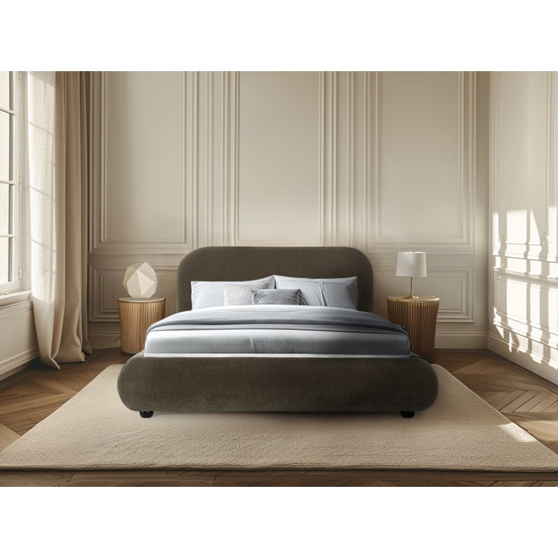 Lit plateforme tapissier Reggie, Grand, Dark Grey Performance Boucle