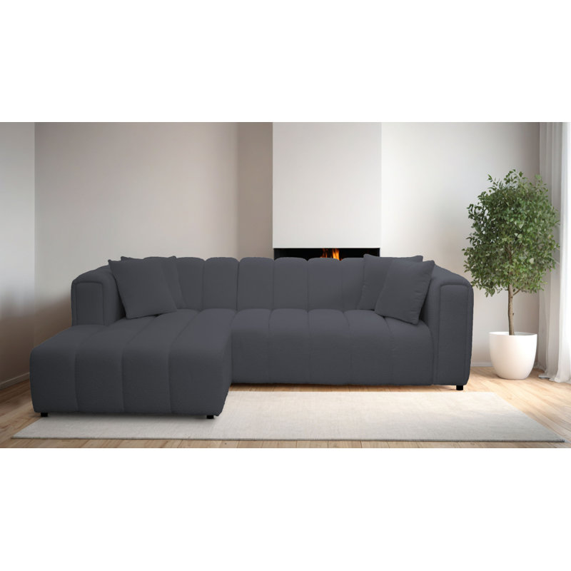 Oheneba 3 Seater Corner Sofa , Left Hand Facing, Black