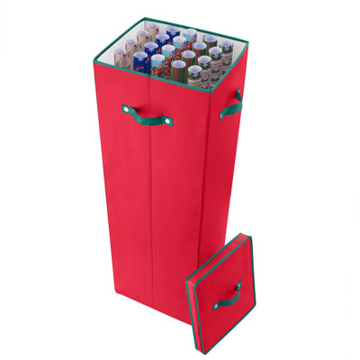 Organisateur de rangement pour papier d'emballage - Contenant vertical avec couvercle, séparateur et poignée - Peut contenir 20 rouleaux