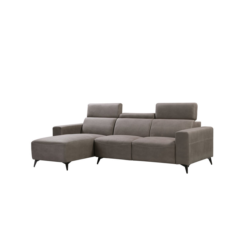 Bari Upholstered L-Shaped Sectional, Left Hand Facing, Gray Polyester Blend