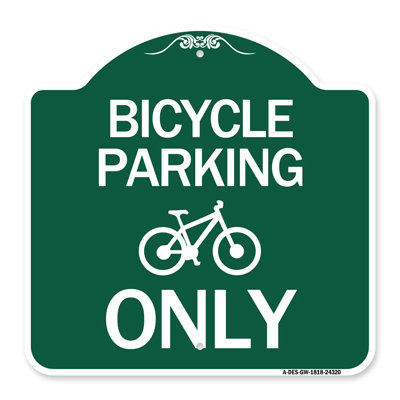 Enseigne Signmission Designer Series - Stationnement pour vélos seulement (avec graphique) | Enseigne architecturale en aluminium de gros calibre vert et blanc 18 po x 18 po | Protégez votre entreprise et votre commune | Fabriqué aux États-Unis