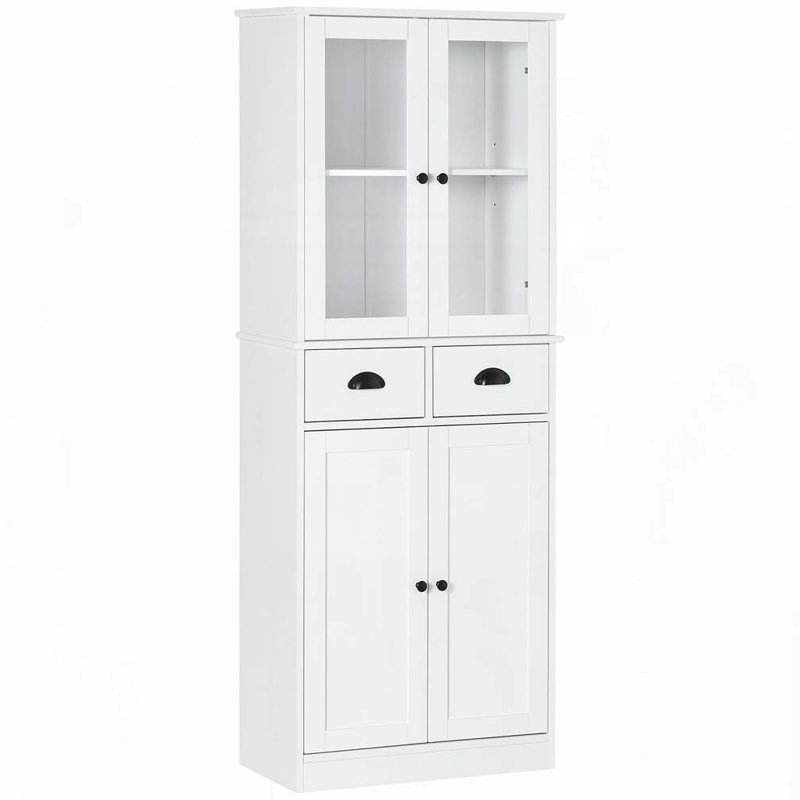 Armoire de rangement pour garde-manger avec tablettes réglables et 2 tiroirs