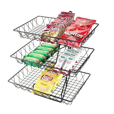 Merchandiser à trois niveaux Cal-Mil 1293-3 avec paniers carrés en fil métallique - WS-21112933