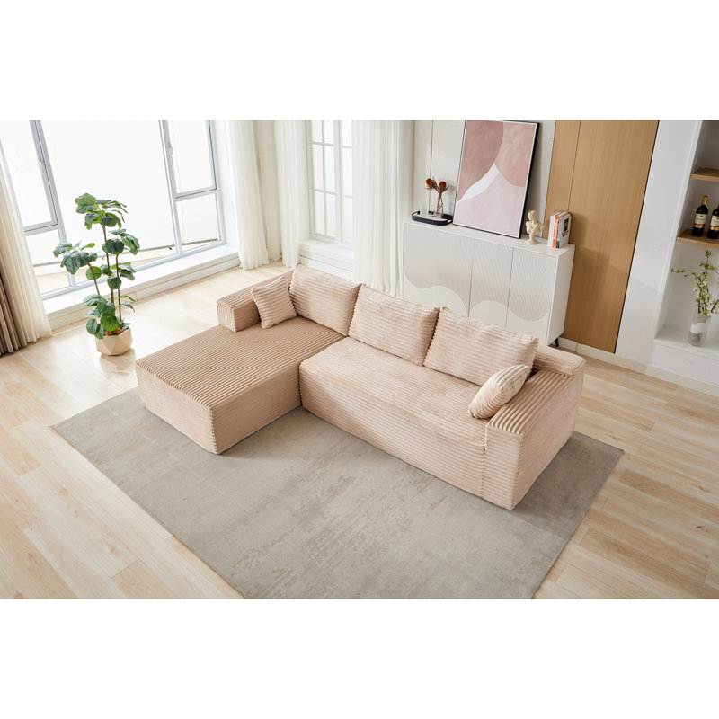 Canapé modulaire à compression avec méridienne confortable, canapé en forme de L sans siège avec assise profonde, canapé-lit modulaire minimaliste pour le salon