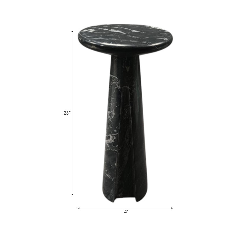 Accent Table Marble Pedestal Base Savoir Style For Home Office Bedroom Living Room Decor - 23" Black, Black
