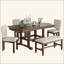 Ensemble de table de salle à manger extensible en bois 6 pièces avec banc, ensemble de table de cuisine traditionnelle avec rallonge amovible de 18 pouces et 4 chaises de salle à manger rembourrées