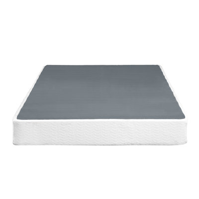 Mattress Foundation 1Pc Metal Frame With Textured Fabric Cover