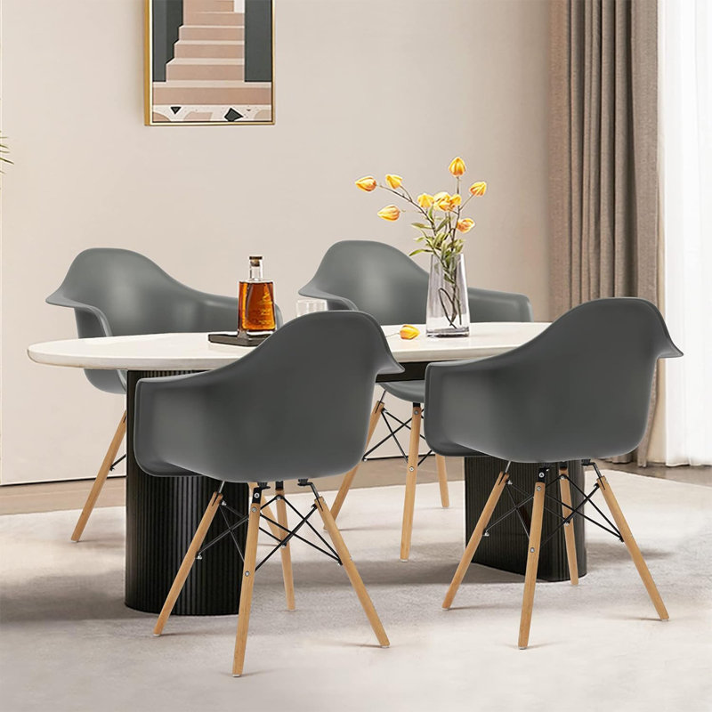 Chaise avec accoudoirs Chaya, Gris