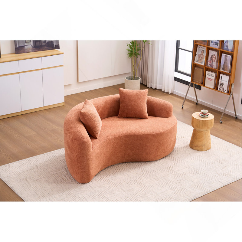 Canapé modulaire courbé en S: double profondeur, Corail