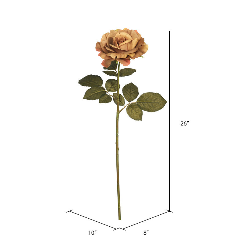 Tige de rose artificielle automne français, Brun pâle