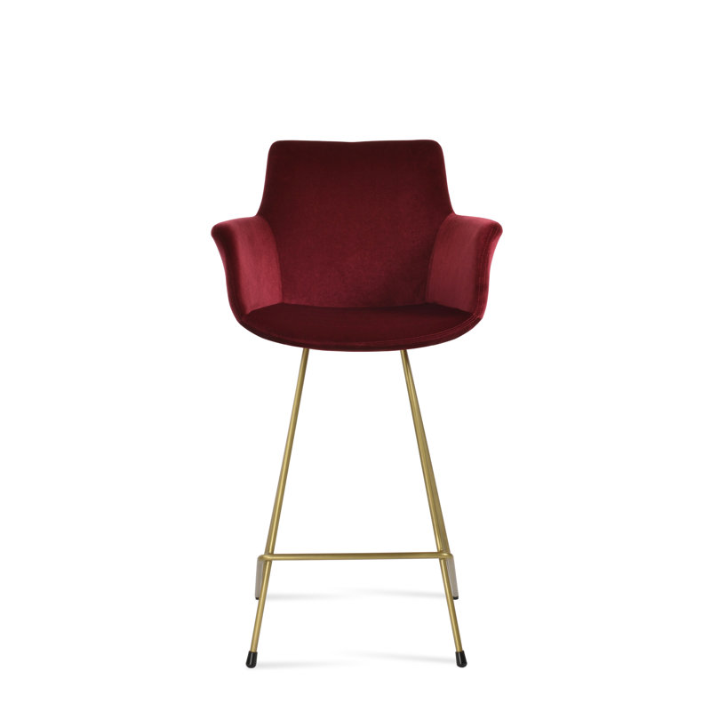 Bottega Cat Bar & Counter Stool, Bar Stool (29" Seat Height), Cherry, Brass