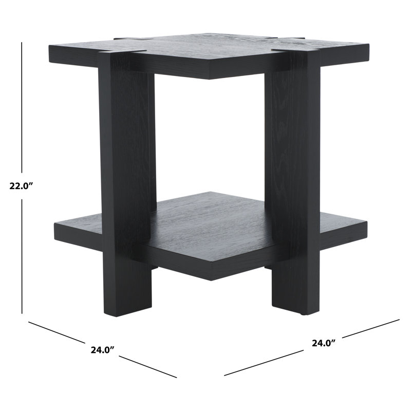 Quigley Square Wood Accent Table, Black