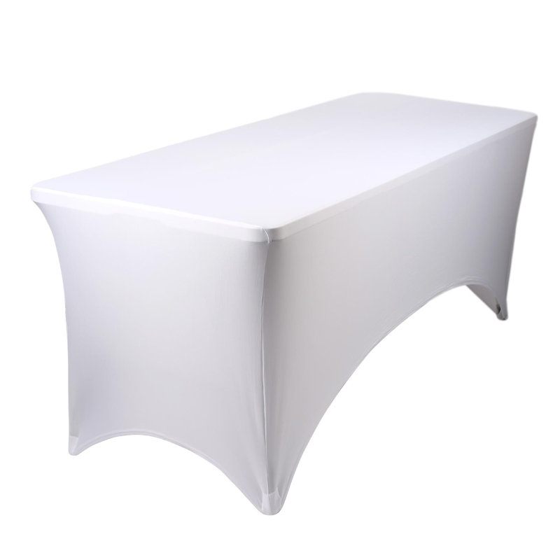 Rectangular Spandex Fitted Tablecloth - 6ft (180cm) - White - Pack of 1, 1, White