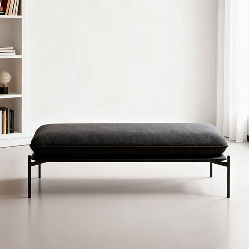 Banc rembourré noir, H 17,72 po x l 47,24 po, Noir
