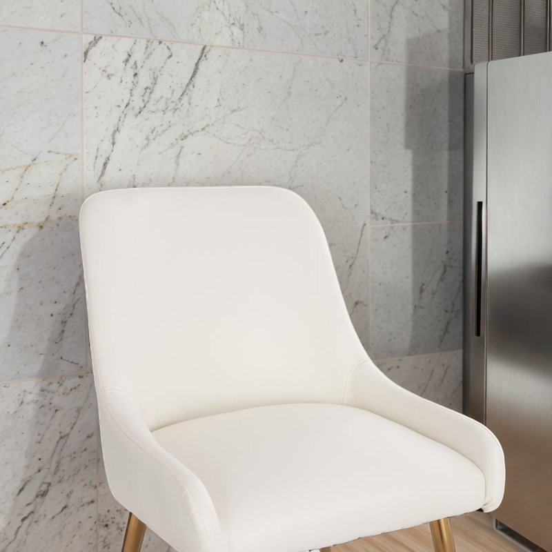 Chaise rembourrée en cuir Norika Pu, Blanc