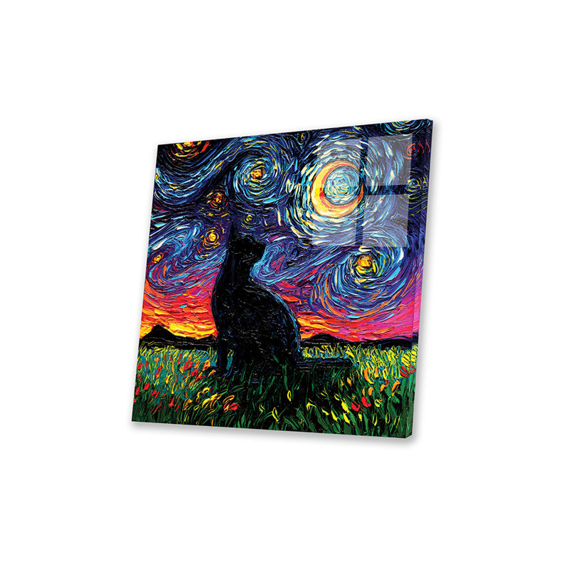 «Black Cat Night On Plastique / Acrylique» par Aja Treves, peinture