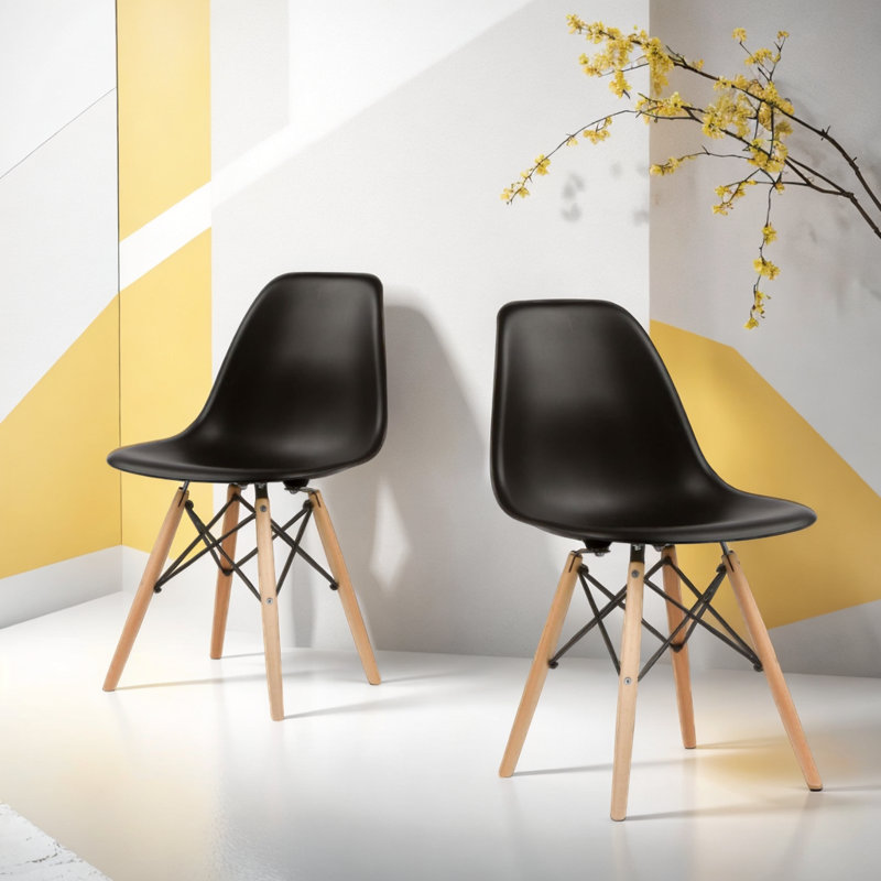 Neveyah Plastic Dining Chair, Black
