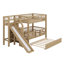 Structure de lit superposé ludique avec escalier de rangement, glissade amusante et lit gigogne pratique-129888080