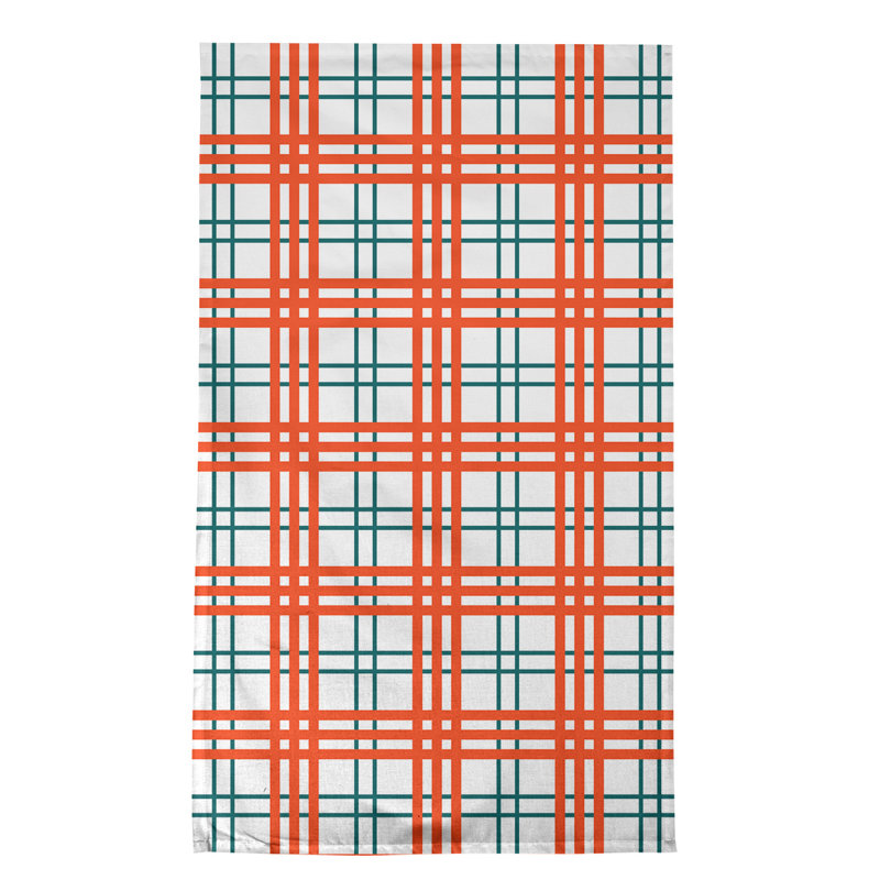 Torchon de luxe Miami throwback, Blanc / orange / vert, Mélange de coton