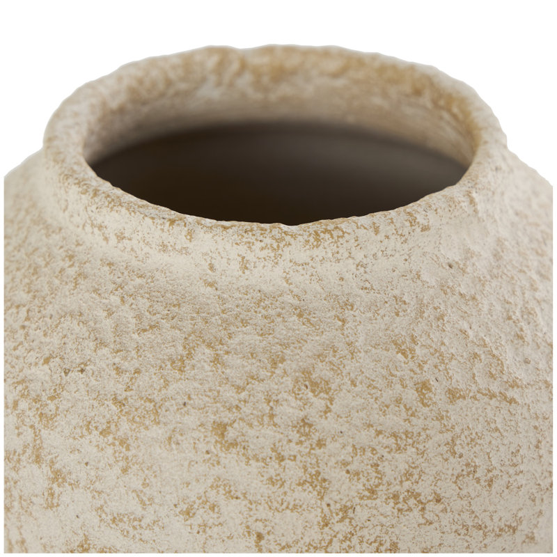 Sandia Ceramic Hourglass Textured Decorative Vase with Brown Distressing, Medium
