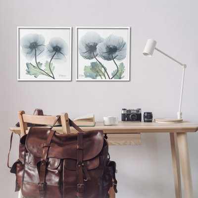 Luminic Sapphire Florals, ensemble de 2 giclées encadrées, design par Albert Koetsier