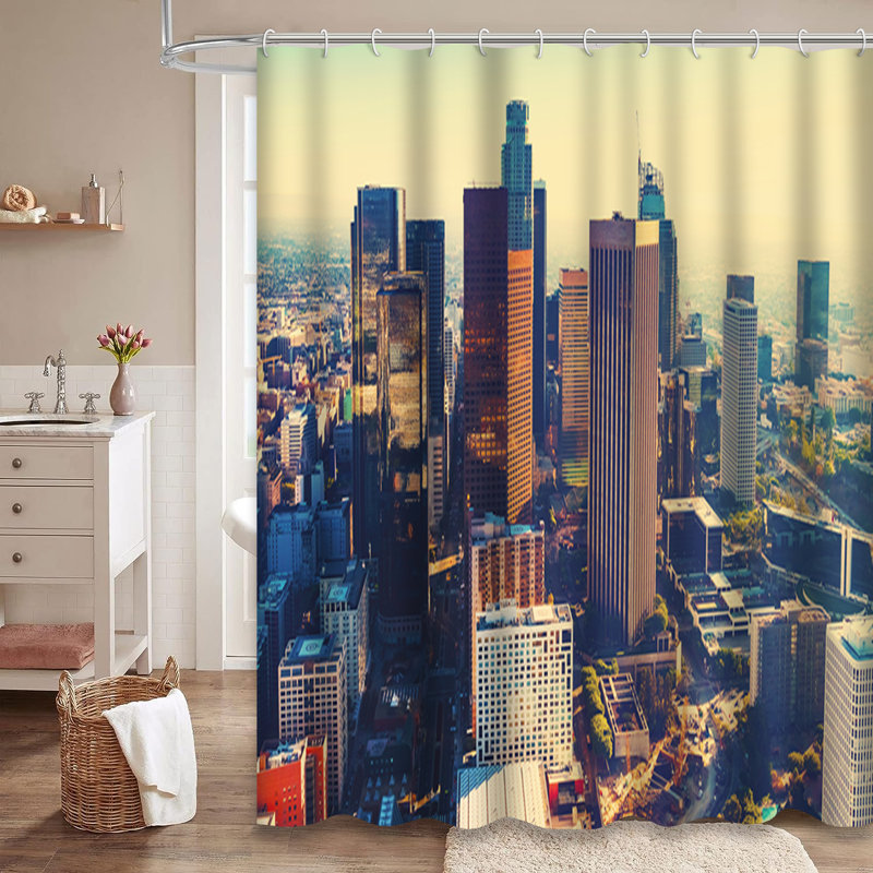 Rideau de douche avec 12 crochets City Skyline City, L 72 po x l 84 po