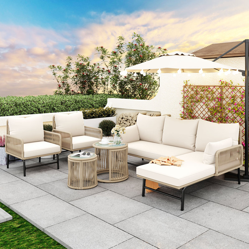 Beige Outdoor Furniture Set With Cushions