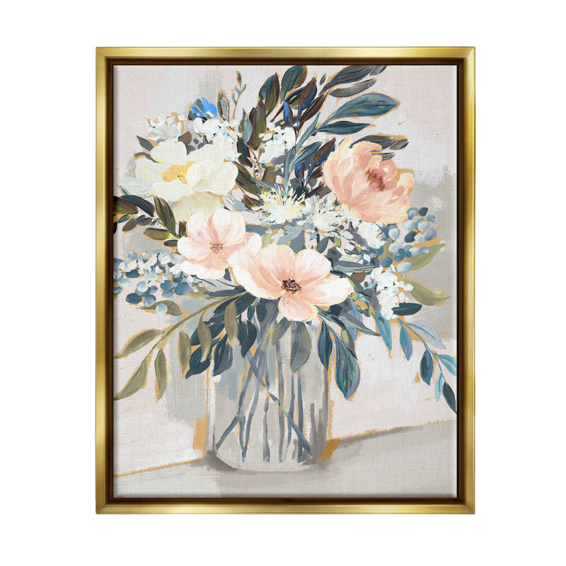 Art floral giclée par Nina Blue, H 21 po x l 17 po x P 1,7 po, Cadre flottant métallique doré
