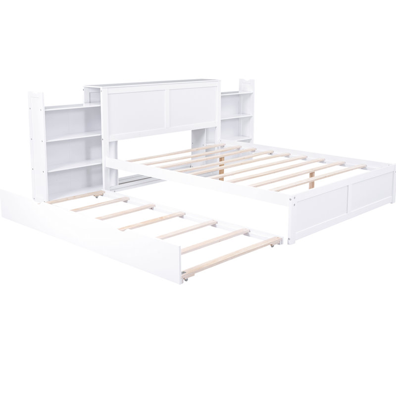 Grand lit plateforme avec rangement et lit gigogne simple TG