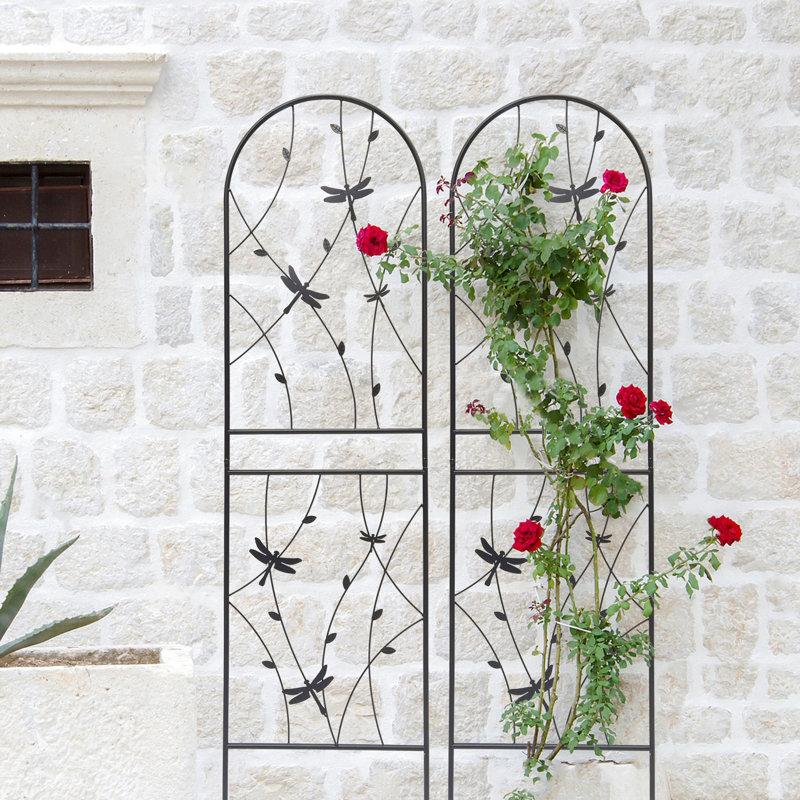 Treillis de jardin en métal 71 po x 19,7 po, 4 unités, antirouille pour l'extérieur, noir, facile à assembler pour l'extérieur 4 jardins en treillis de 71 po x 19,7 po, support, à assembler