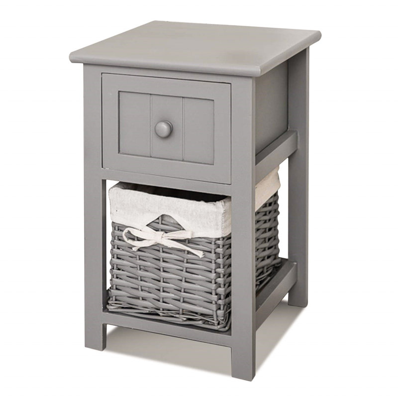 Amanni 35cm W Manufactured Wood Bedside Table, Grey
