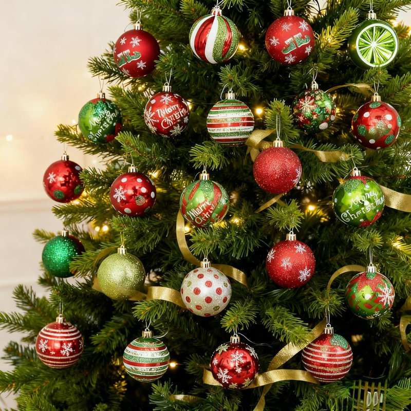 20 boules de Noël décoratives, boules de suspension de 2,36 pouces, ornements de suspension décoratifs en plastique incassable