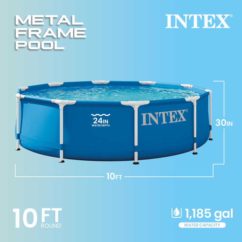 Piscine hors-sol ronde avec pompe en métal 12 pi x 30 po Intex, 10 pi x 30 po, Bleu