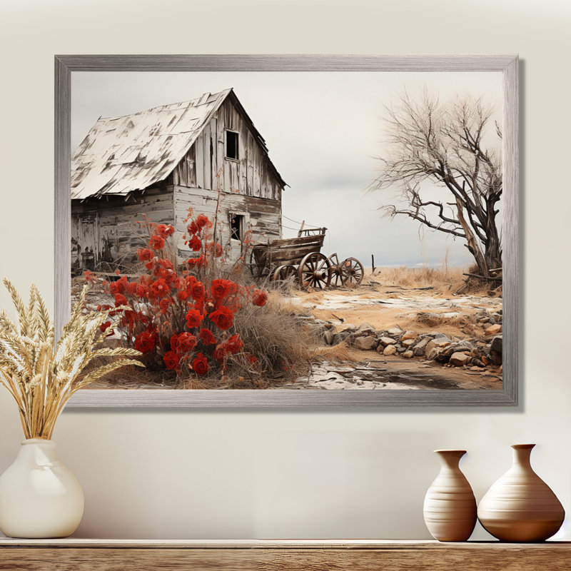 Red Farmhouse Rustic Elegance I - impressions encadrées de ferme, Argent argent, H 30 po x l 40 po