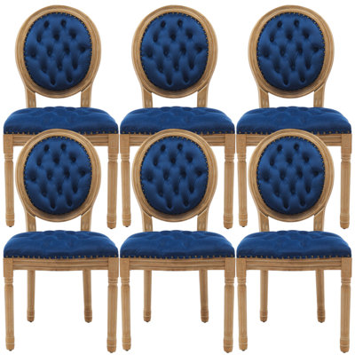 Amando 19.7" H Tufted Velvet Side Chair With Nailhead Trim Decor King Louis Back Solid Wood Dining Chairs