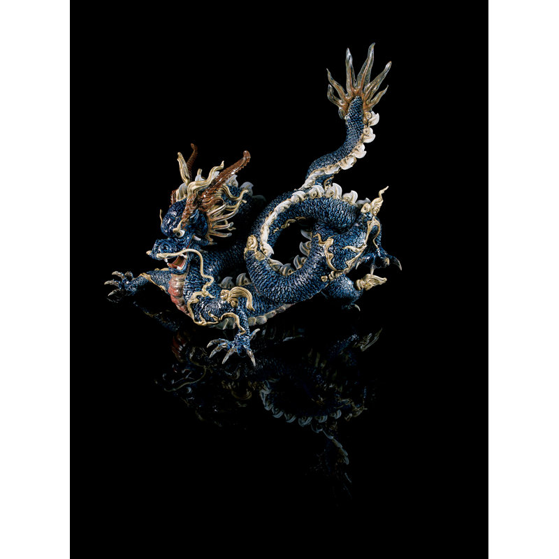 Great Dragon Sculpture, Blue Enamel