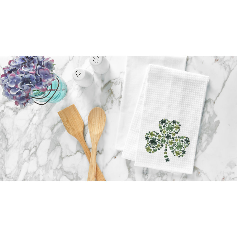 Serviette irlandaise Shamrock, Vert / blanc trèfle irlandais
