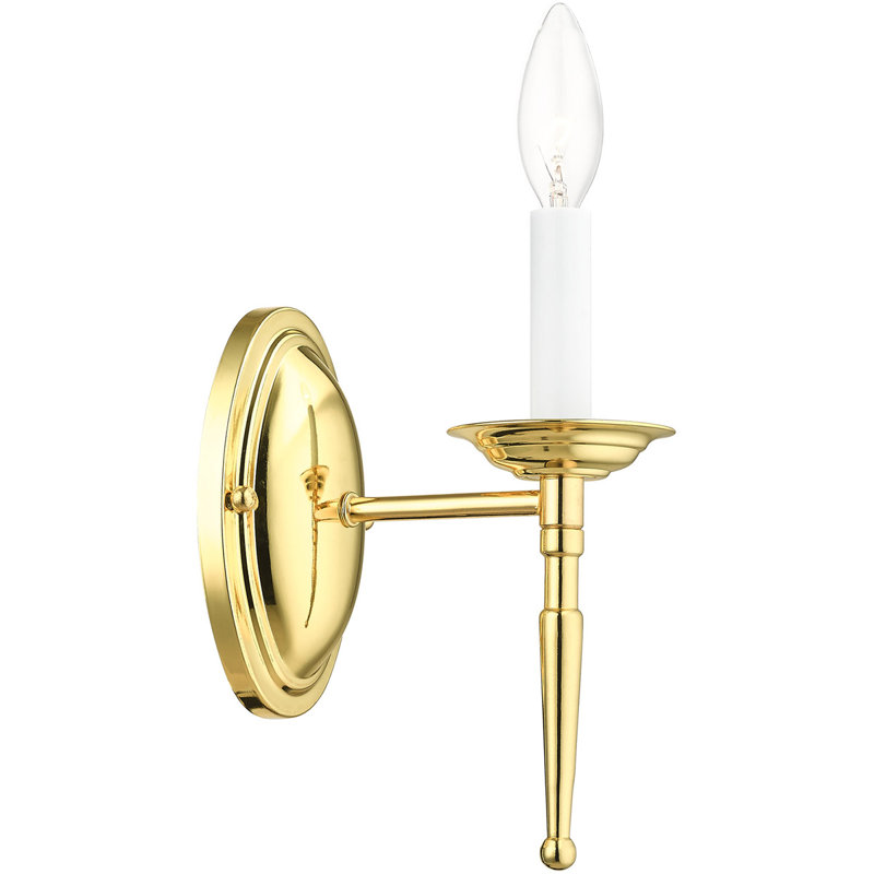 Vintage 1-Light Wall Sconce, 4.25" Height, Steel Base Material., Polished Brass