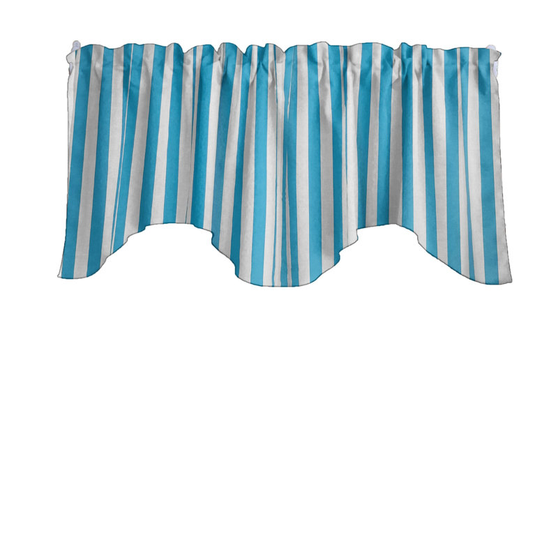 Cantonnière festonnée à rayures 1 po, Turquoise