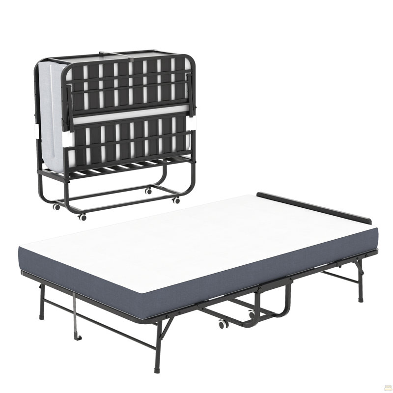Lit pliant avec tête de lit ajustable, lit d'appoint extra long