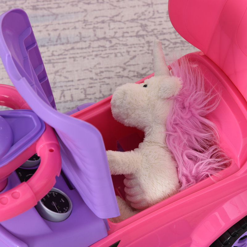 Pink and Purple 3-in-1 Kid's Ride-On Push Car